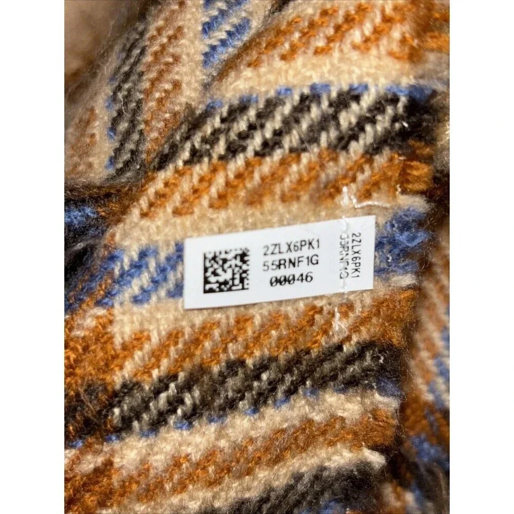 Aerie Hooded Plaid Poncho Shall Women's One Size Tan Toggle Front Closure